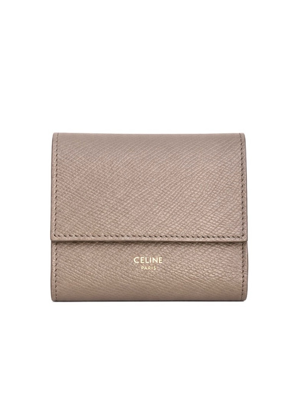CELINE Gray Pebbled Leather Trifold Compact Wallet LIKE NEW RETAIL $700+